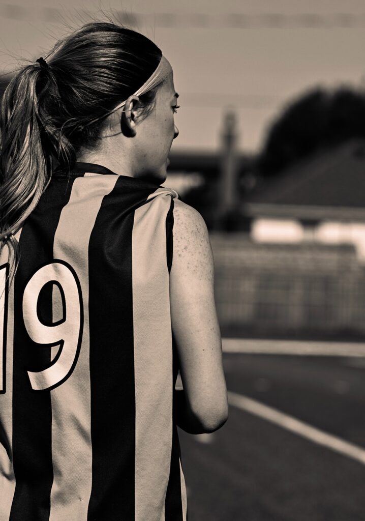st-patrick-girls-soccer-team-playing-black-and-white